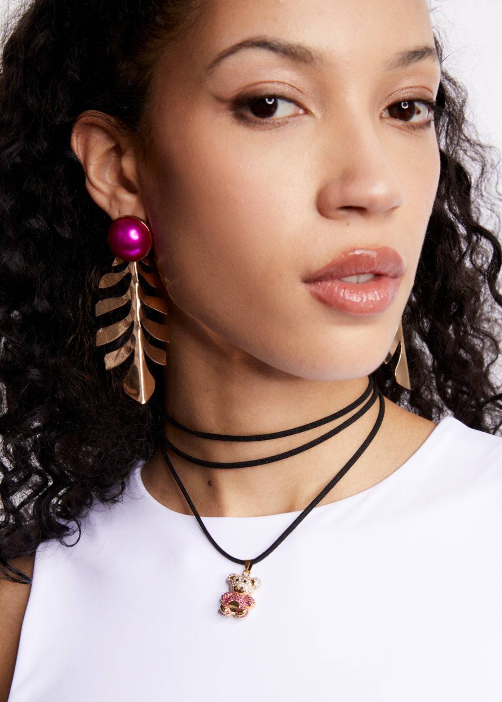 Nalí TEDDY NECKLACE SET W/ FUCHSIA TEDDY CHARM