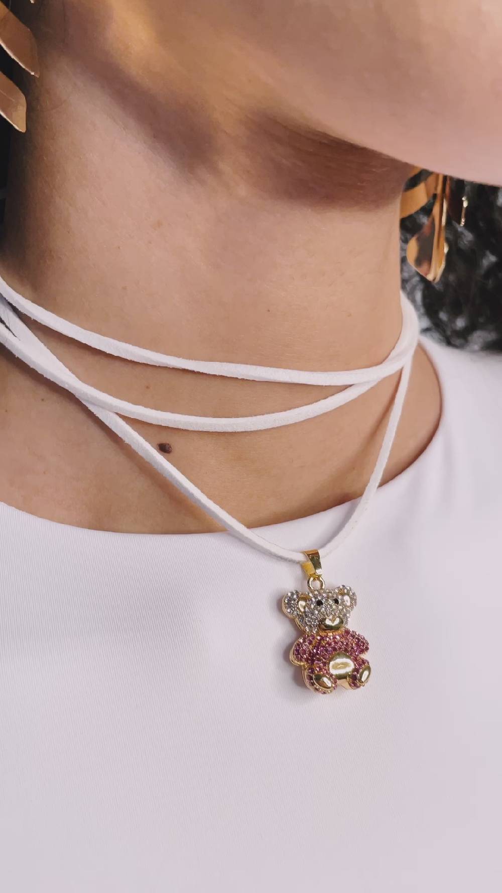 Nalí TEDDY NECKLACE SET W/ FUCHSIA TEDDY CHARM