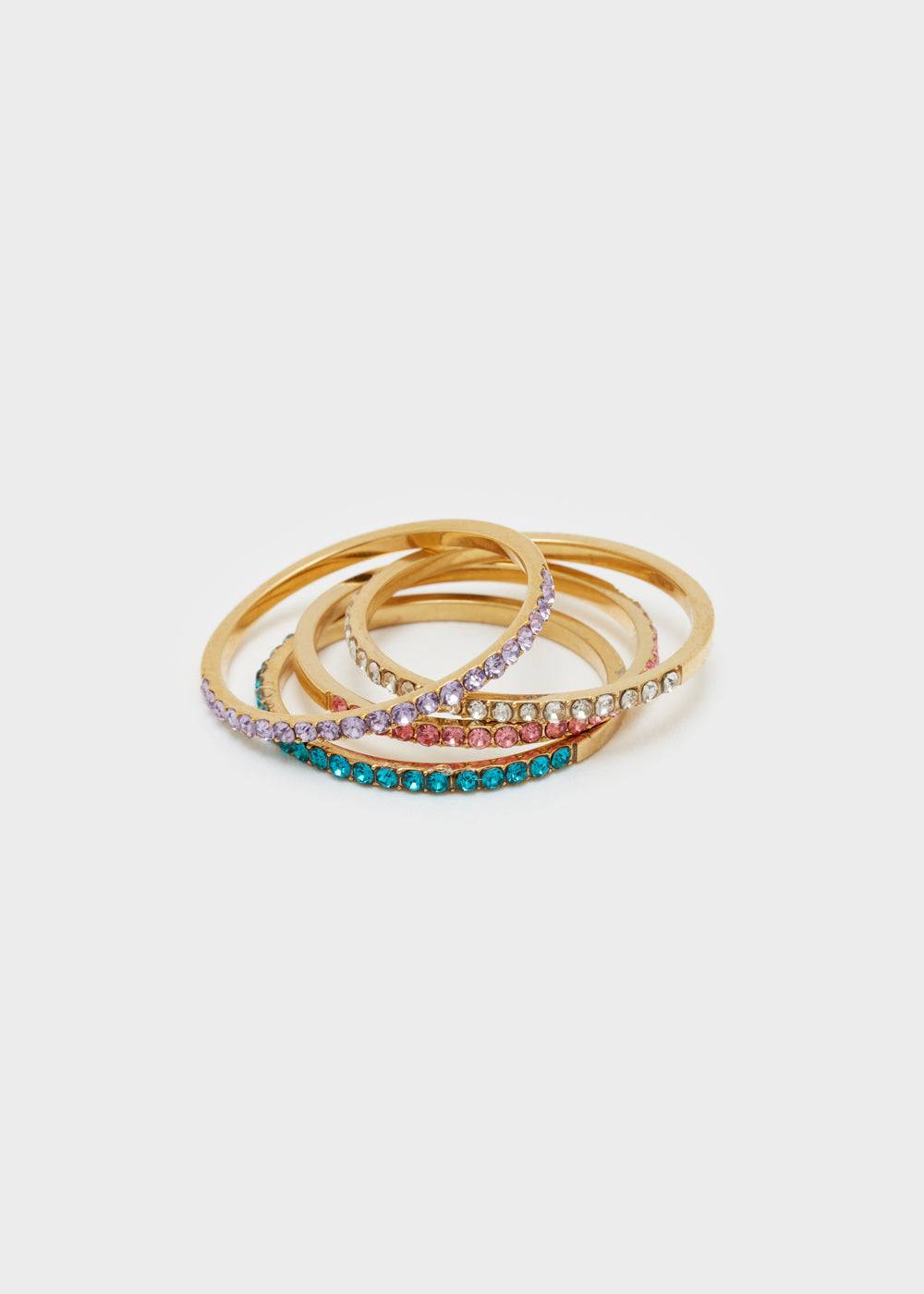 Nalí THIN RING SET W/ MULTICOLOR STONES