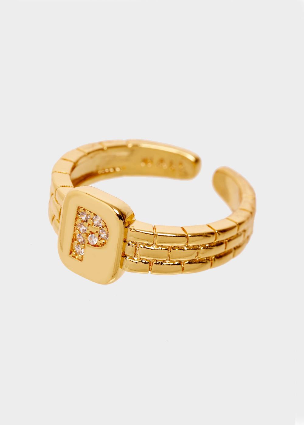 Nalí THIN RING WITH P LETTER IN ZIRCONS