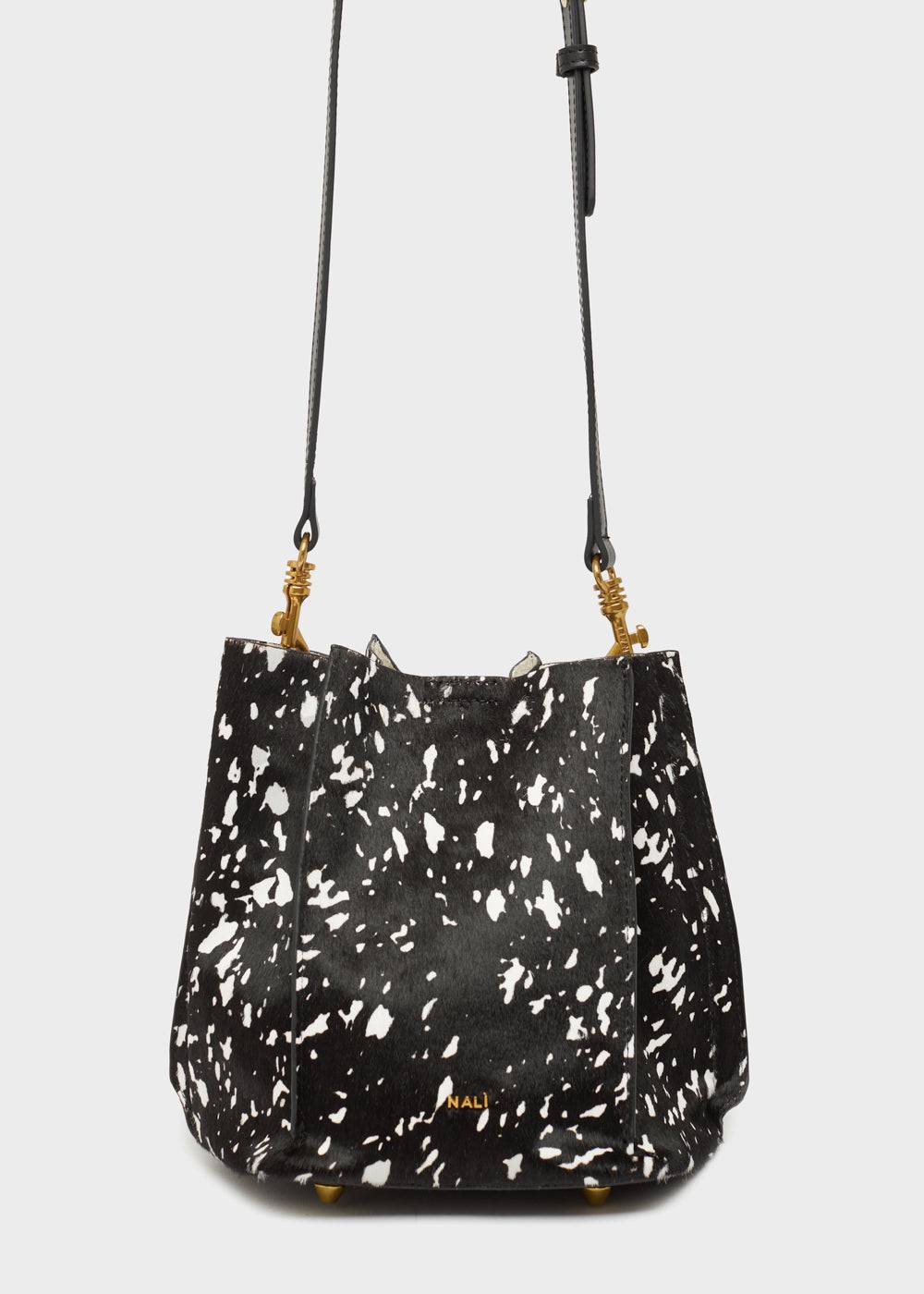 Nalí TITTI BUCKET BAG IN REAL LEATHER BLACK