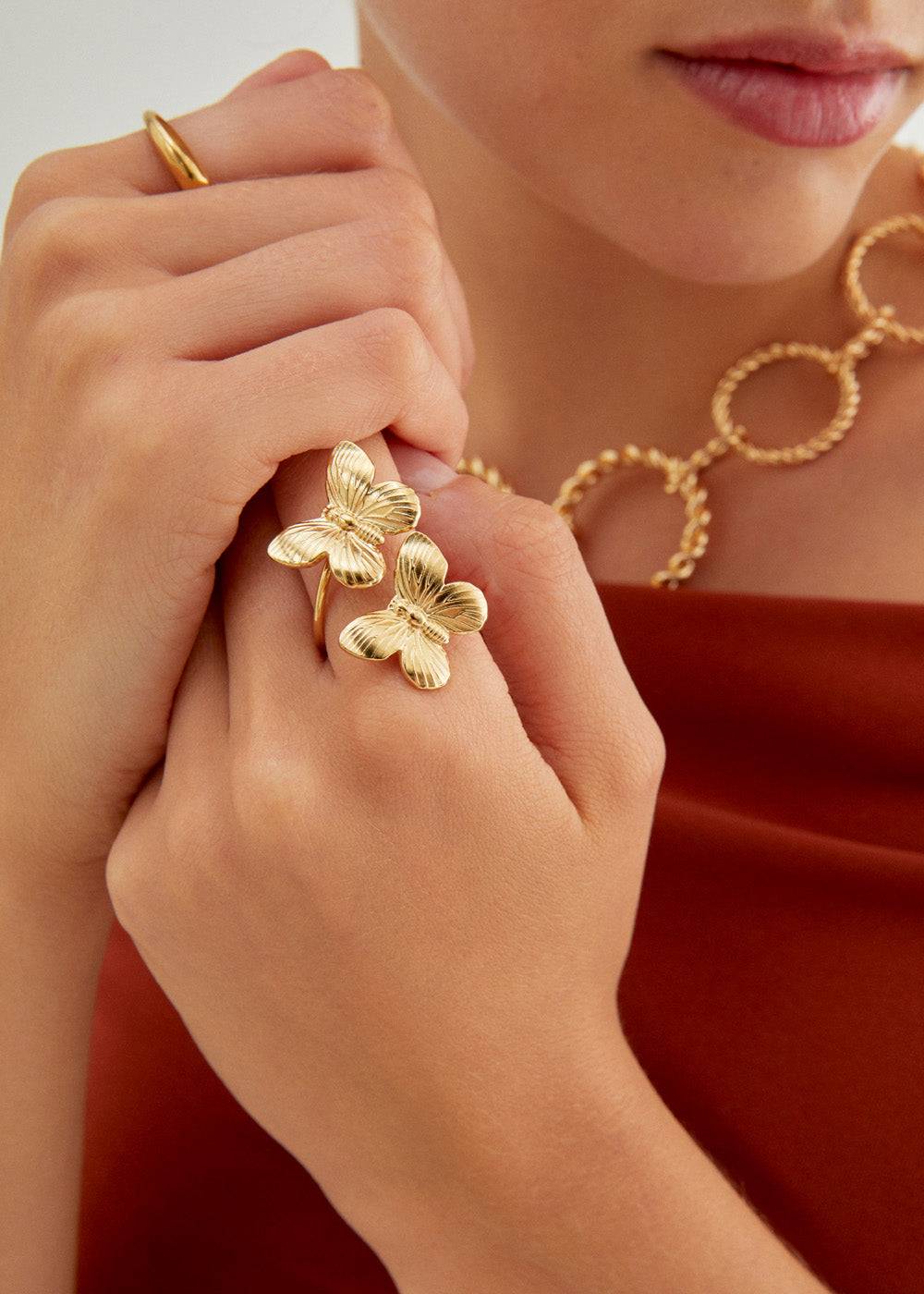 Nalí TWO BUTTERFLIES RING S.STEEL GOLD