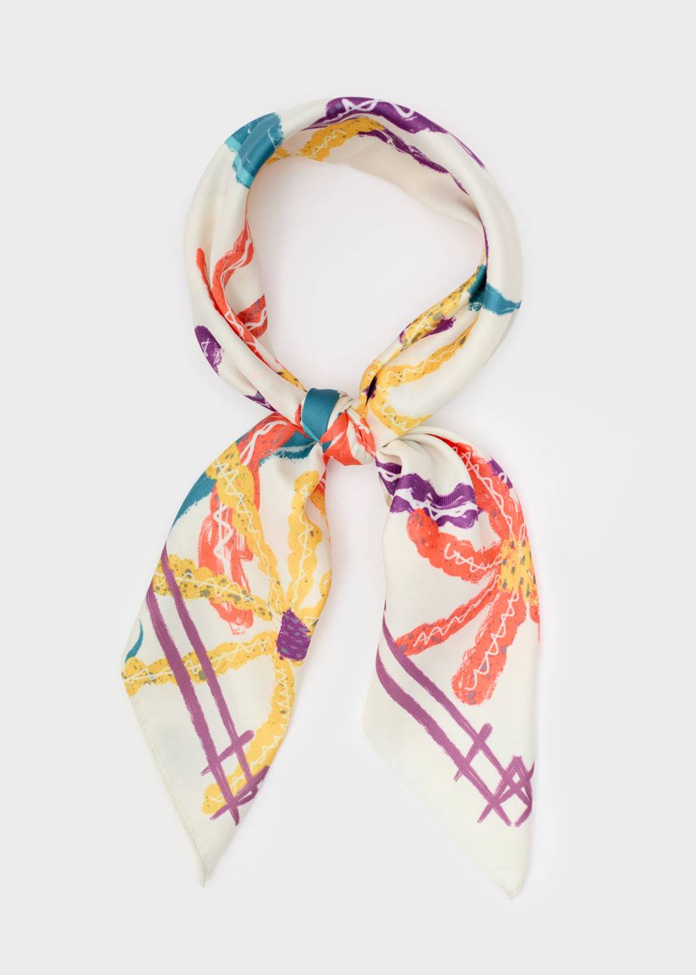 Nalí WHITE FOULARD W/ MULTICOLOR FLOWERS