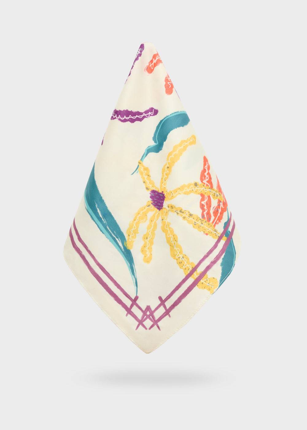 Nalí WHITE FOULARD W/ MULTICOLOR FLOWERS