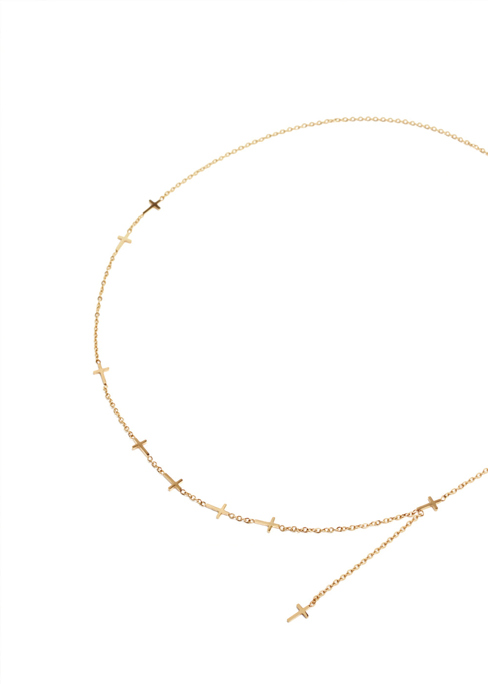 Nalí NECKLACE W/ CROSSES STAIN. STEEL. 18K GOLD PLATED