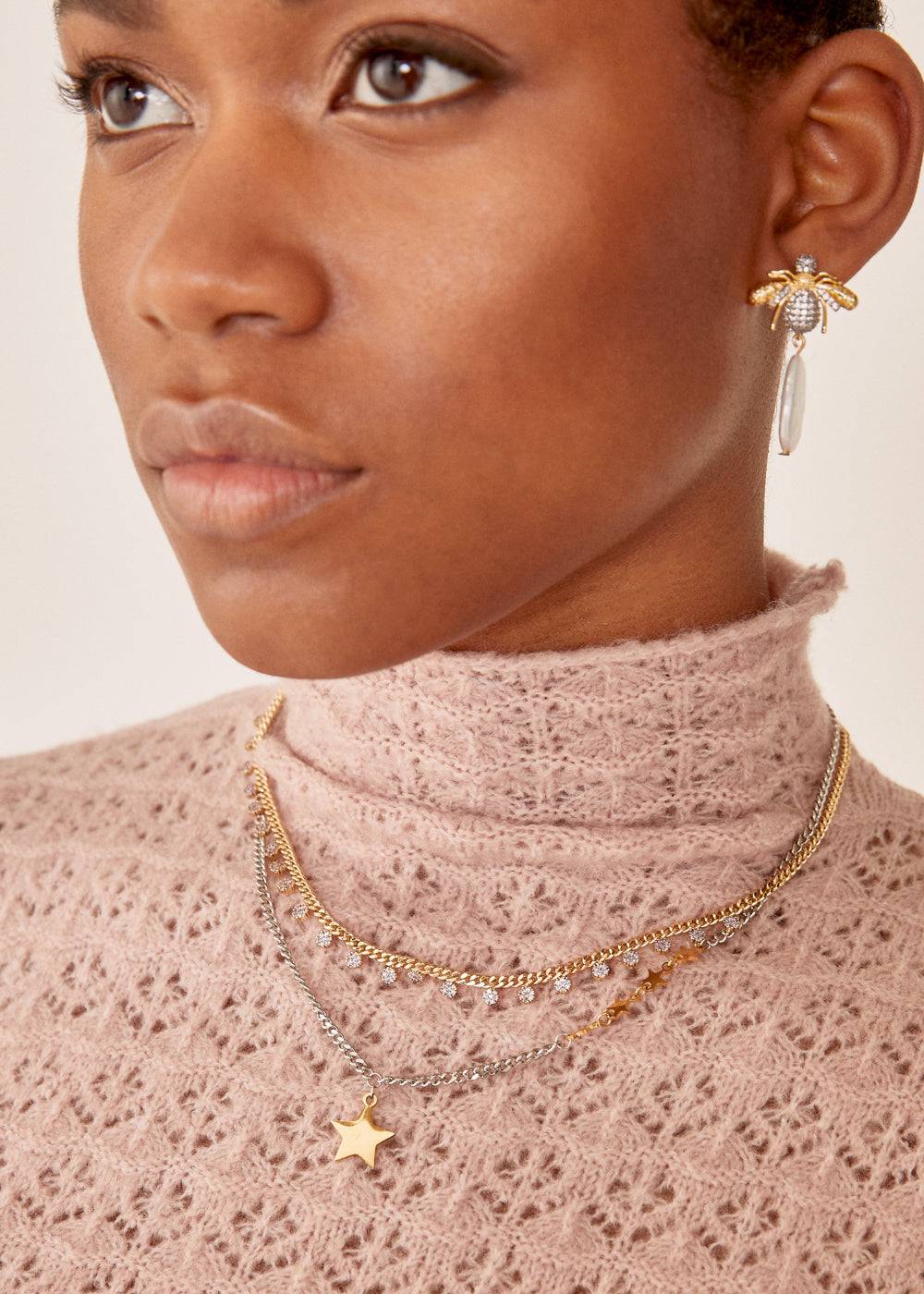 Nalí NINA NECKLACE SILVER AND STARS PLATED 14KT GOLD