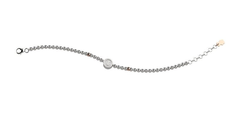 Nanán Bracciale Argento 925 Con Pallini - Orsetto Bianco
