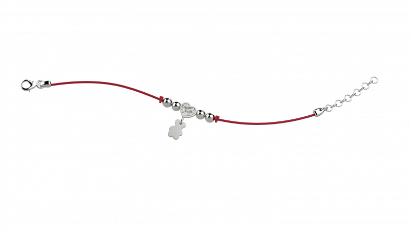 Nanán Bracciale Argento Cuore Brillantini - Col Rosso