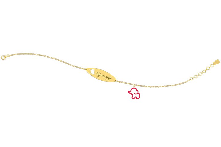 Nanán Bracciale con Targhetta - Charms elefante rosso