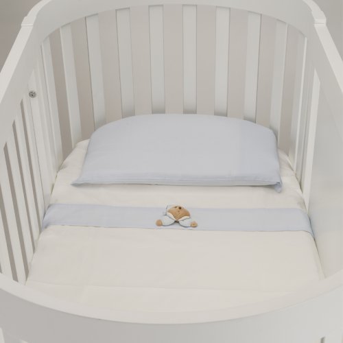 Nanán Lenzuola Per Lettino Ovale Set 3pz Puccio Azzurro