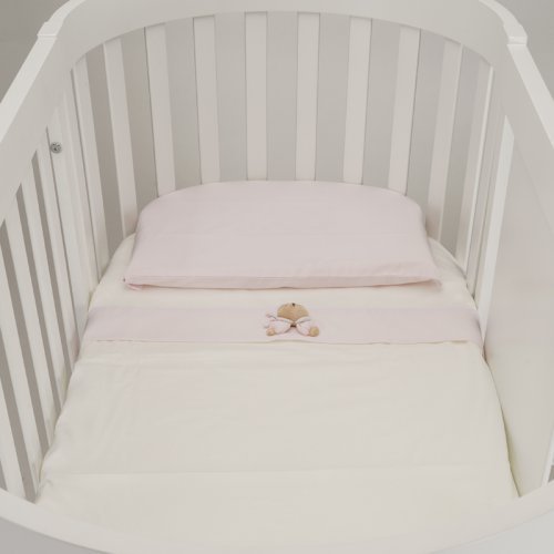 Nanán Lenzuola Per Lettino Ovale Set 3pz -Puccio Rosa