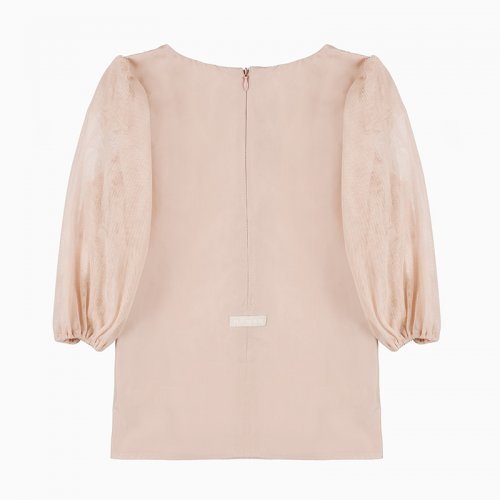 Nanán Blusa Taffetà Con Fiocco Beige