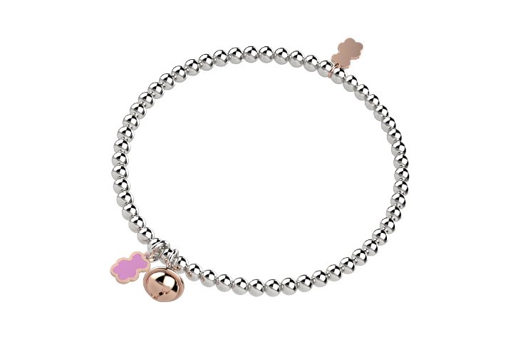 Nanán Bracciale Con Campanella E Orso Rosa