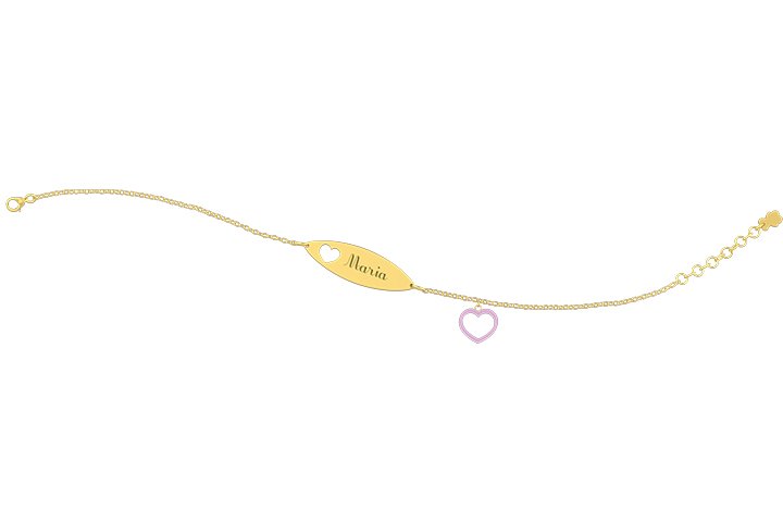 Nanán Bracciale con Targhetta - Charms cuore rosa
