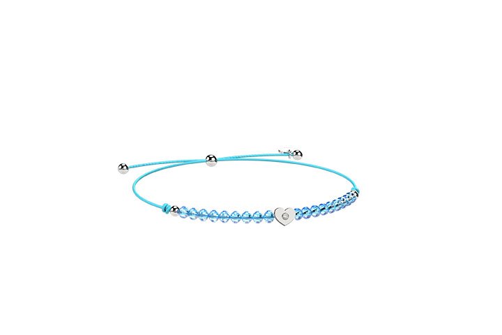 Nanán Bracciale Cordino con cuore azzurro