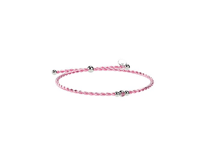 Nanán Bracciale Cordino E Argento Rosa