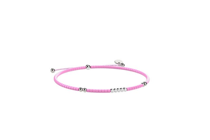 Nanán Bracciale Cordino e Argento rosa