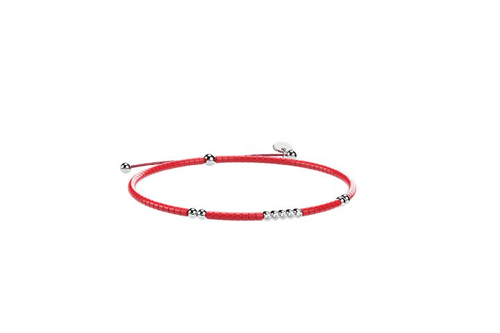 Nanán Bracciale Cordino e Argento rosso