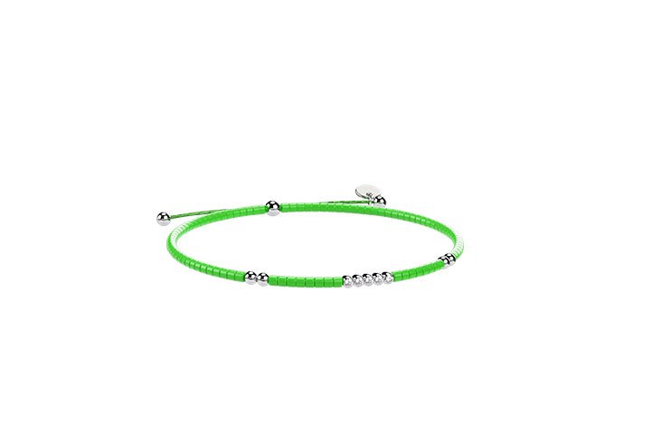 Nanán Bracciale Cordino e Argento verde