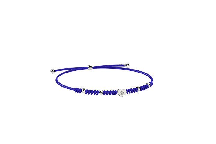 Nanán Bracciale Cordino e cuore Argento blu