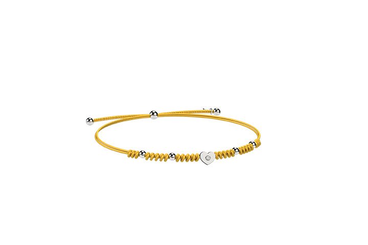 Nanán Bracciale Cordino E Cuore Argento Giallo