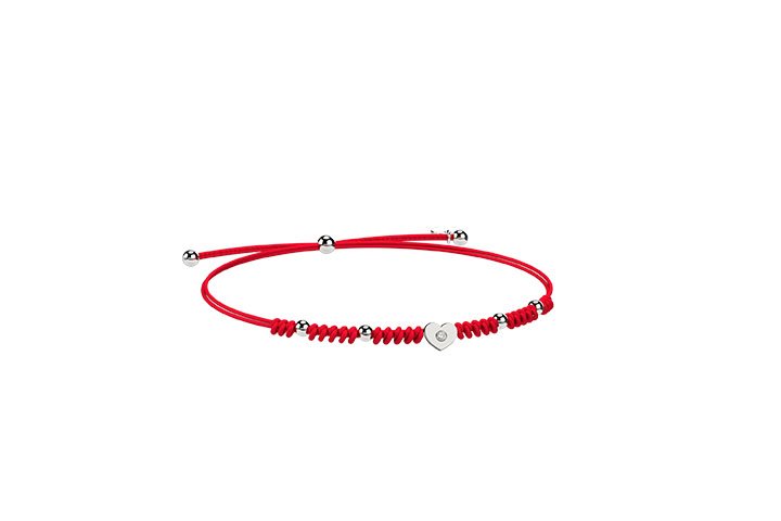 Nanán Bracciale Cordino e cuore Argento rosso