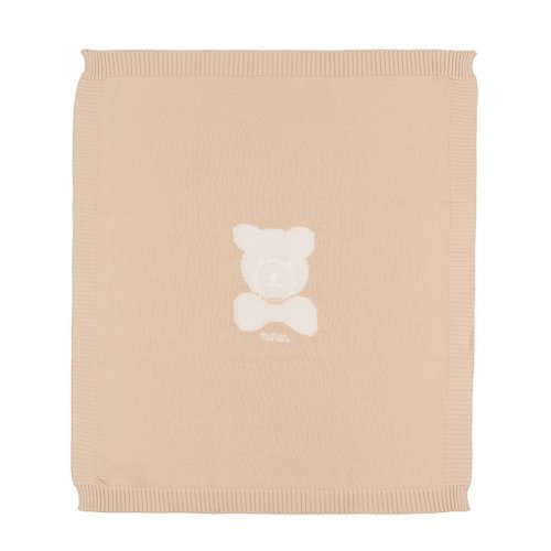 Nanán Coperta in filo beige con orso