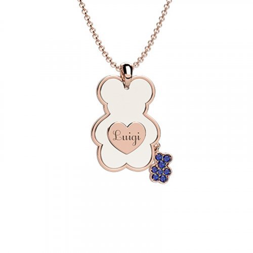 Nanán Pendente Orso Ceramica-Oro 9Kt Rosa