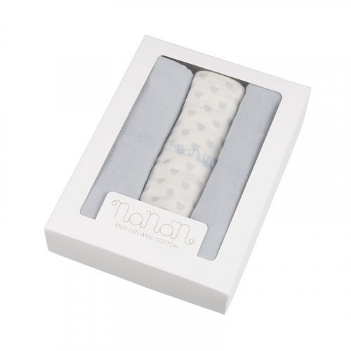 Nanán Set 3 pz mussola azzurro 80x80 cm