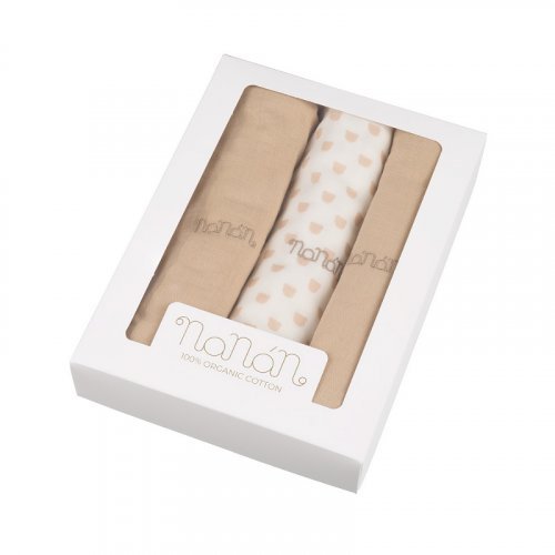 Nanán Set 3 pz mussola beige 80x80 cm