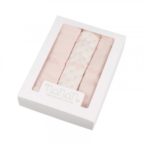 Nanán Set 3 pz mussola rosa 80x80 cm