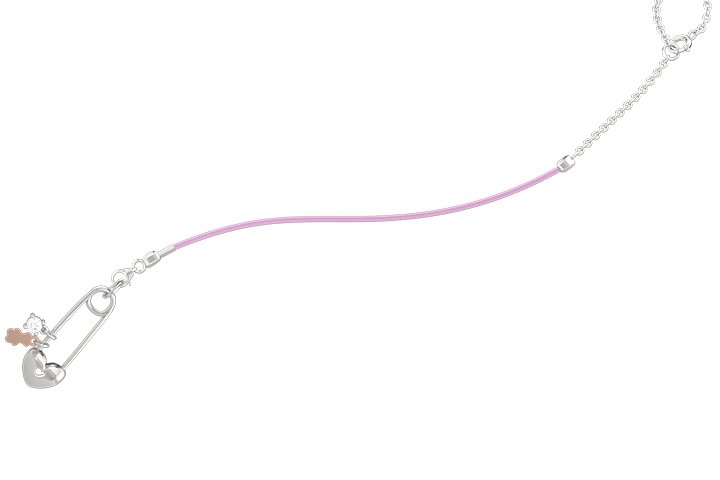 Nanán Spilla Portaciuccio con cordino rosa - Ag 925