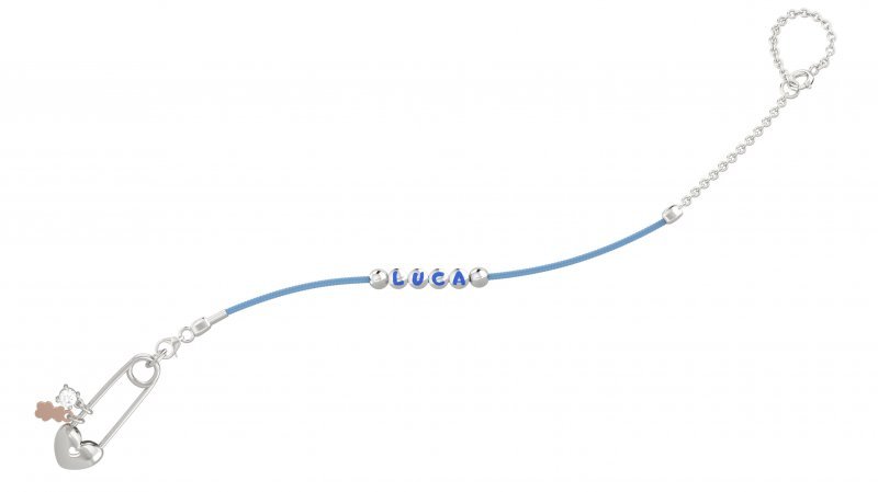 Nanán Spilla Portaciuccio Con Cordino Azzurro - Ag 925