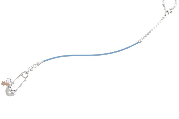 Nanán Spilla Portaciuccio con cordino azzurro - Ag 925