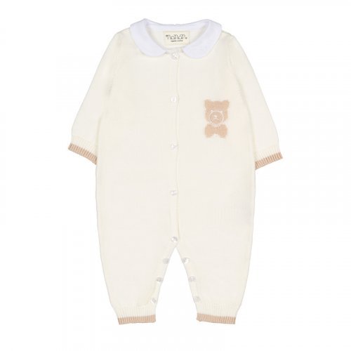 Nanán Tutina in filo bianca aperta davanti c/colletto