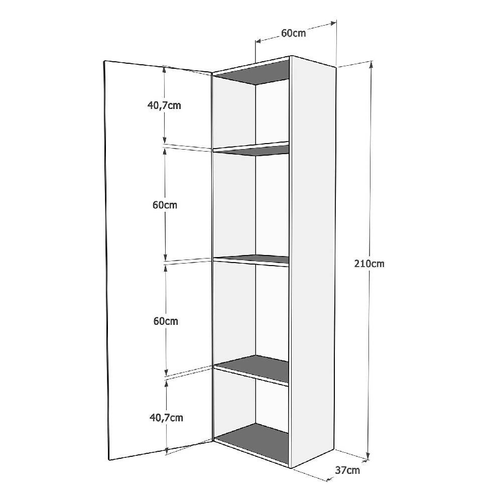 Itamoby Base Colonna A Terra L.60 H.210,3 P.39,5 Sx-dx Bianco Frassino