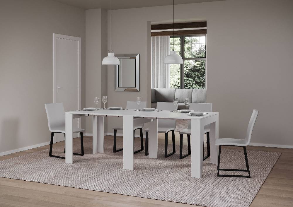 Itamoby Consolle Allungabile 90×25/181 Cm Narrow Bianco Frassino