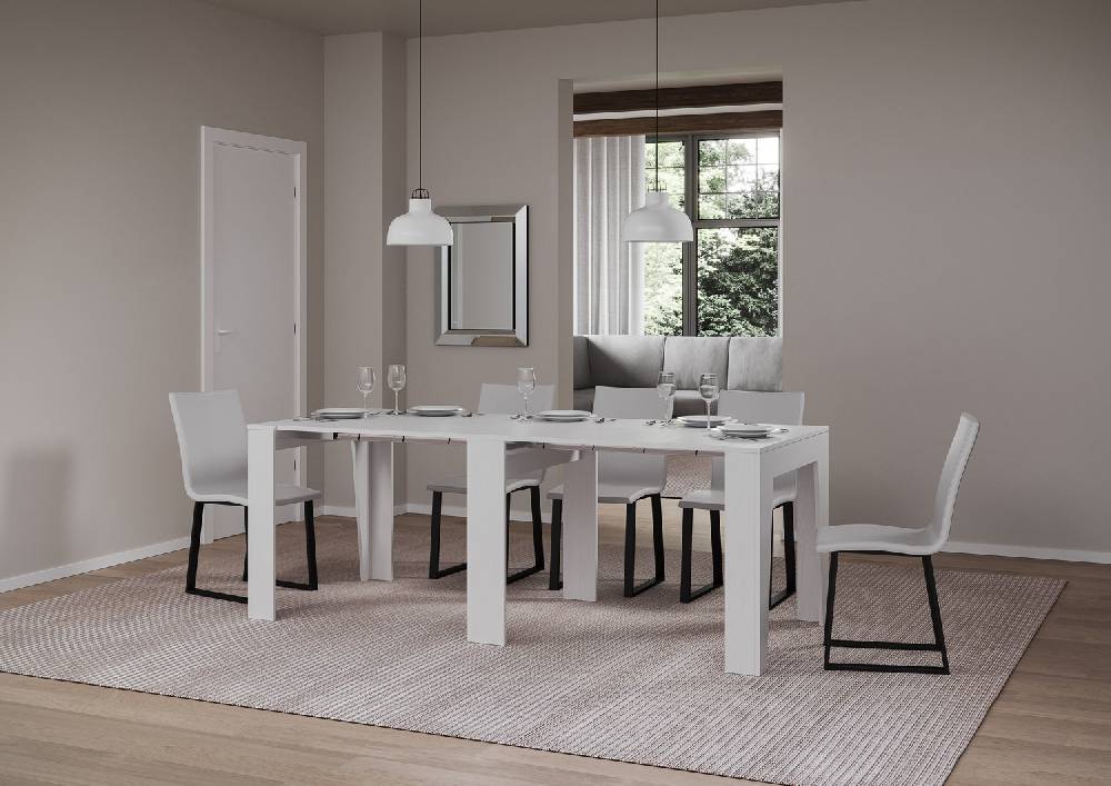 Itamoby Consolle Allungabile 90×25/211 Cm Anea Bianco Frassino