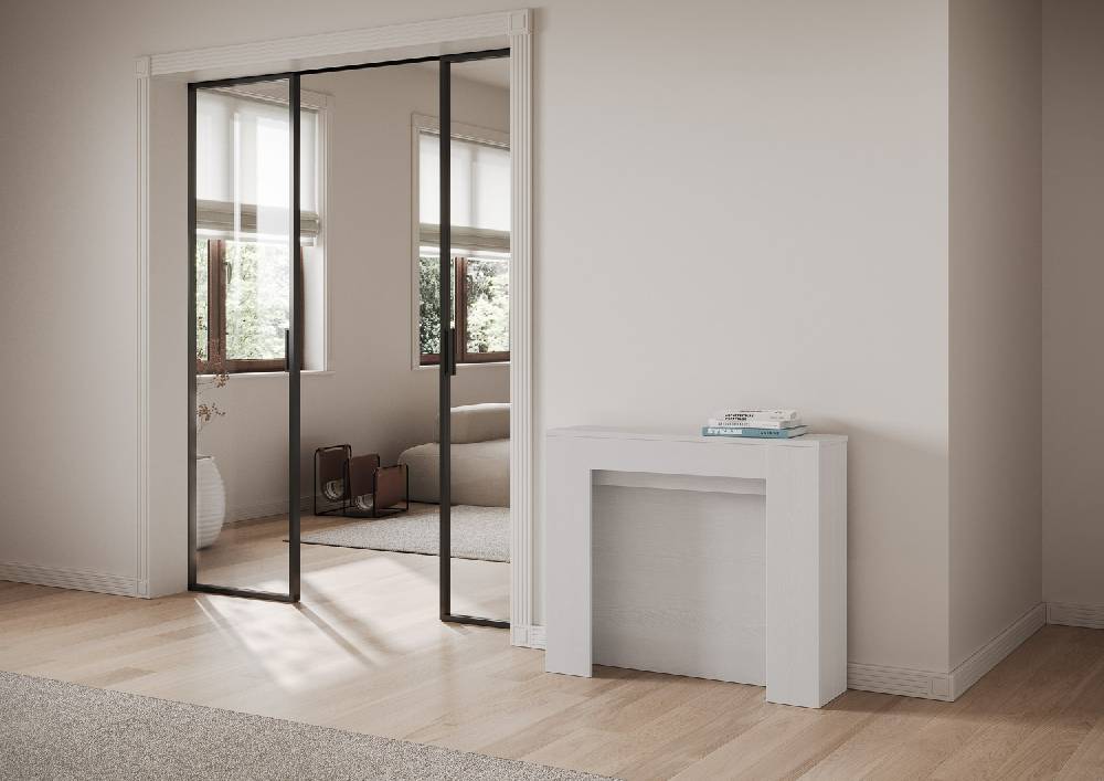 Itamoby Consolle Allungabile 90×25/211 Cm Kiba Bianco Frassino