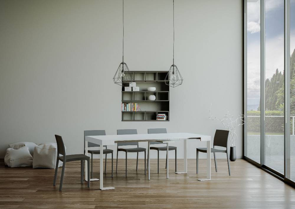 Itamoby Consolle Allungabile 90×40/196 Cm Tecno Small Bianco Frassino Telaio Bianco