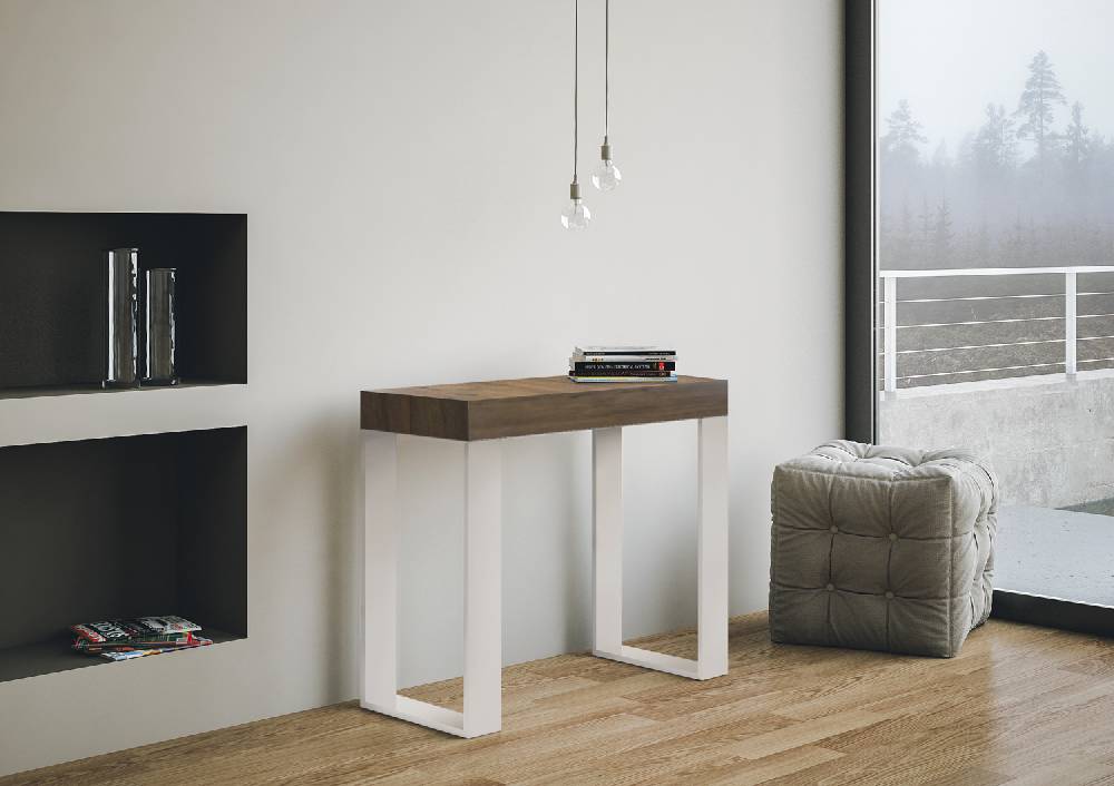 Itamoby Consolle Allungabile 90×40/300 Cm Tecno Noce Telaio Bianco