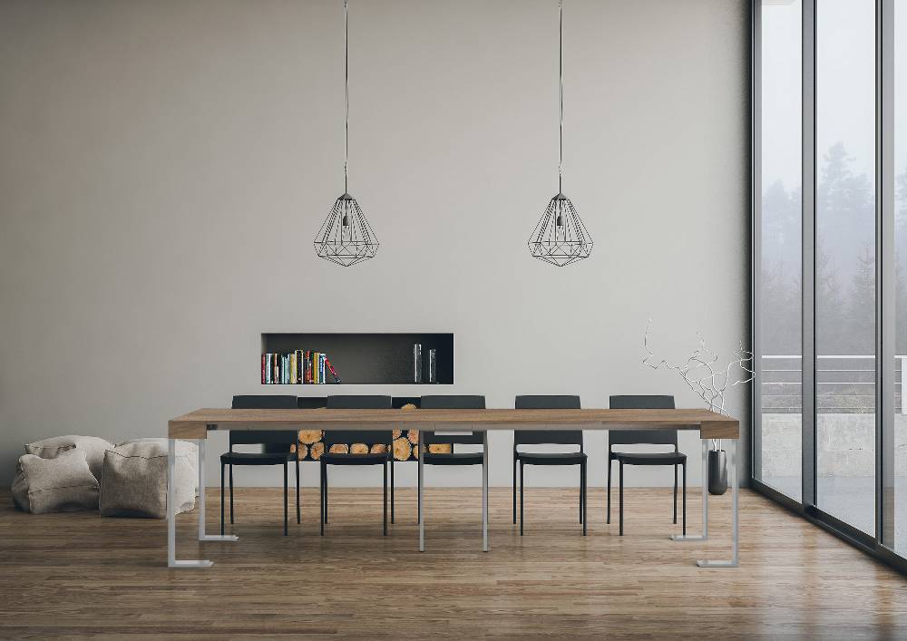 Itamoby Consolle Allungabile 90×40/300 Cm Tecno Noce Telaio Bianco