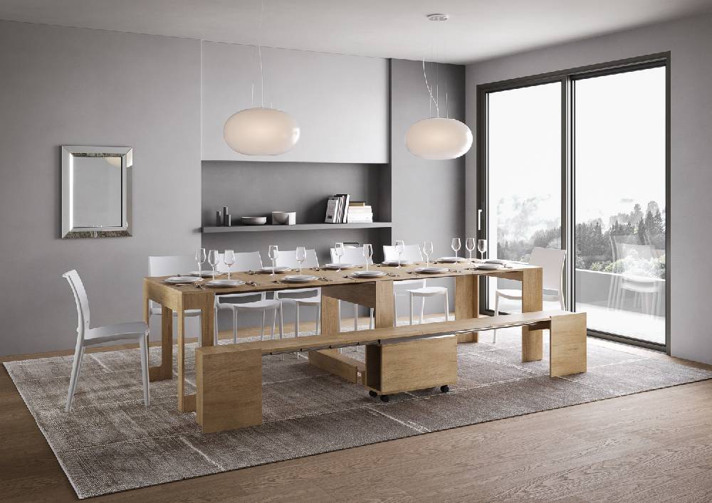 Itamoby Consolle Allungabile Evolve Con Panca Inferiore Quercia Natura