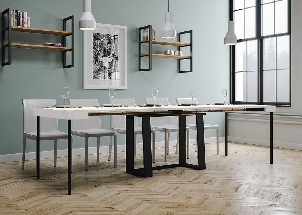 Itamoby Consolle Asia Bianco Frassino Telaio Antracite