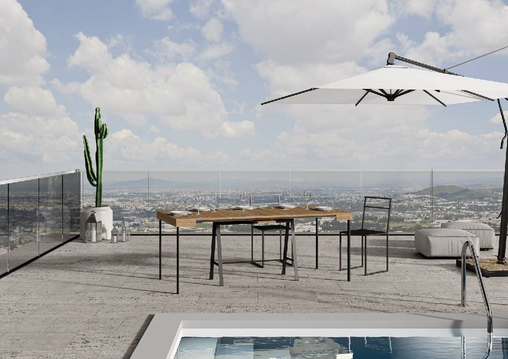 Itamoby Consolle Banco Abete Tinto Telaio Antracite