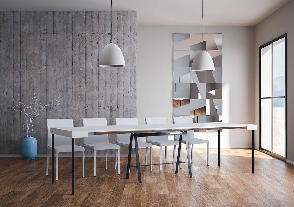 Itamoby Consolle Banco Bianco Frassino Telaio Antracite