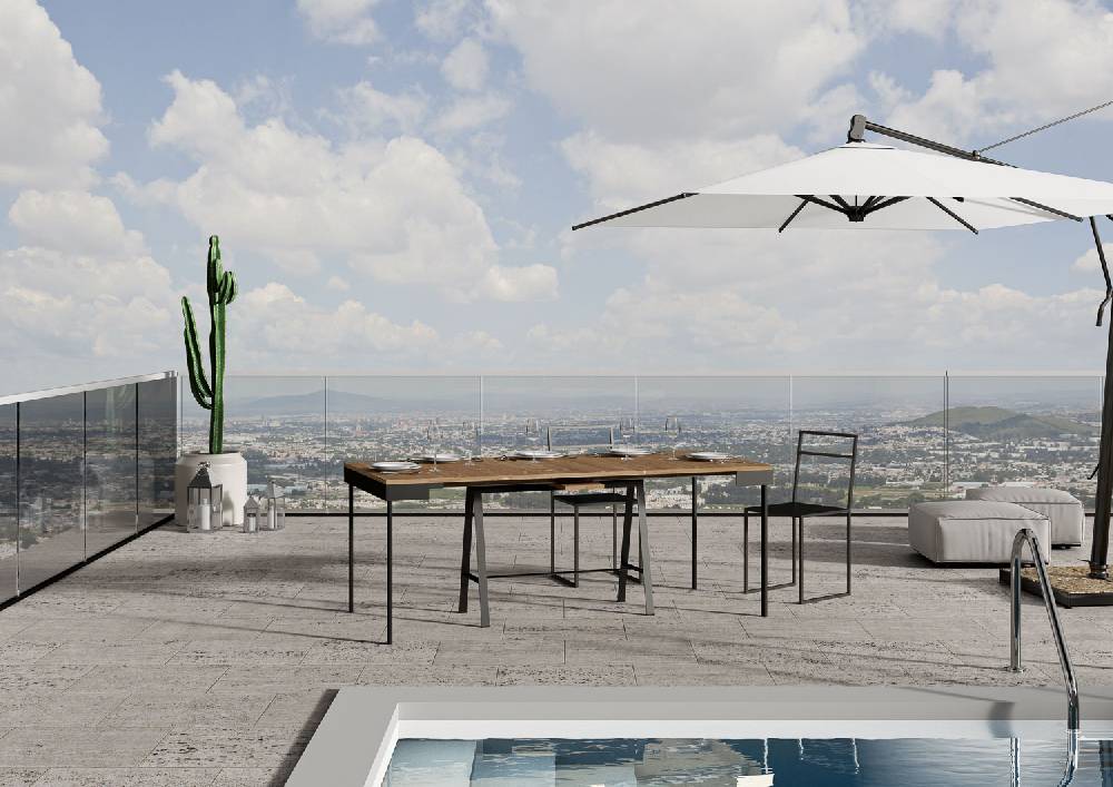 Itamoby Consolle Banco Evolution Abete Tinto Telaio Antracite