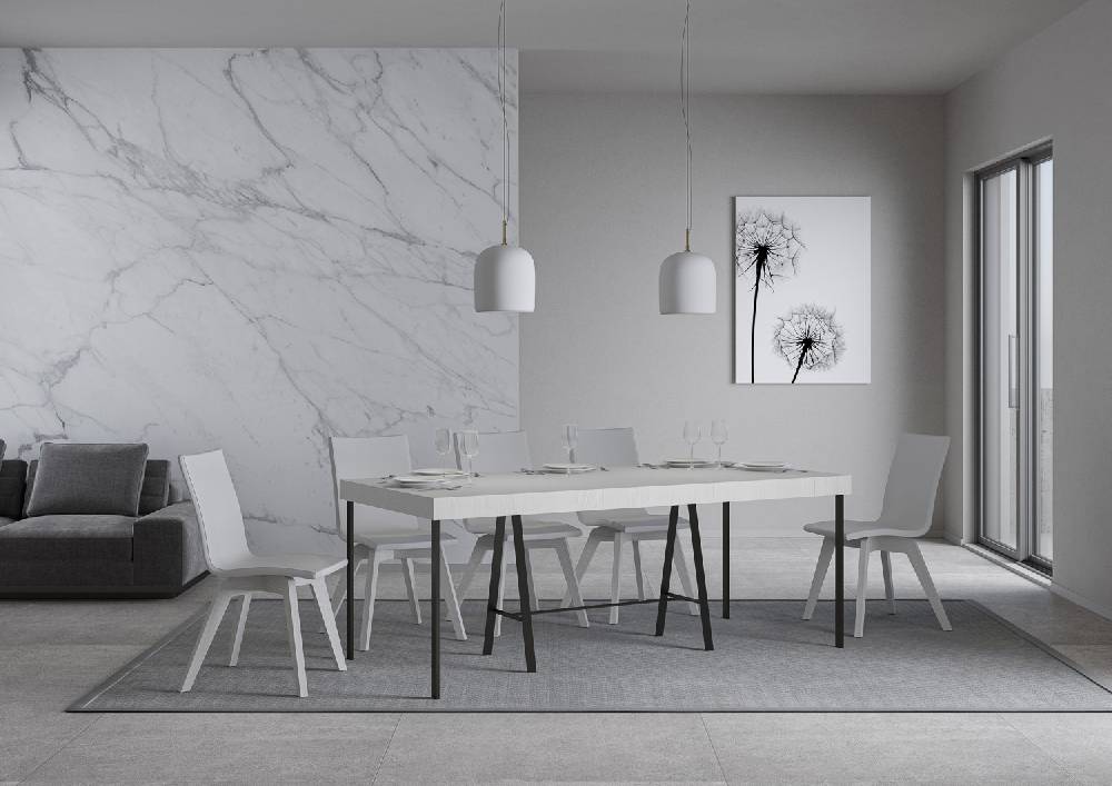 Itamoby Consolle Banco Premium Bianco Frassino Telaio Antracite