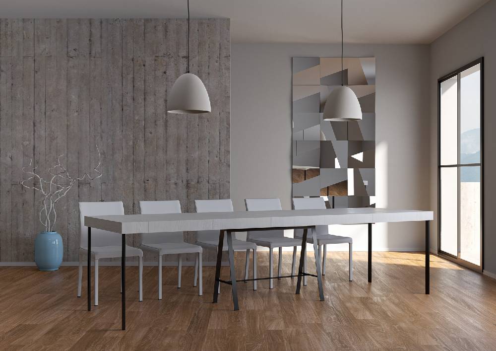 Itamoby Consolle Banco Premium Bianco Frassino Telaio Antracite