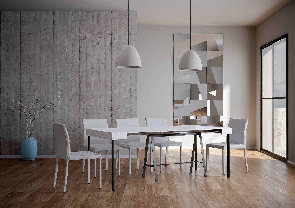 Itamoby Consolle Banco Small Bianco Frassino Telaio Antracite